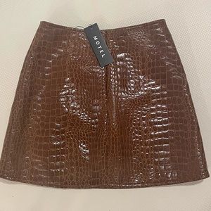 Brown Croc Mini Skirt